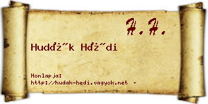 Hudák Hédi névjegykártya